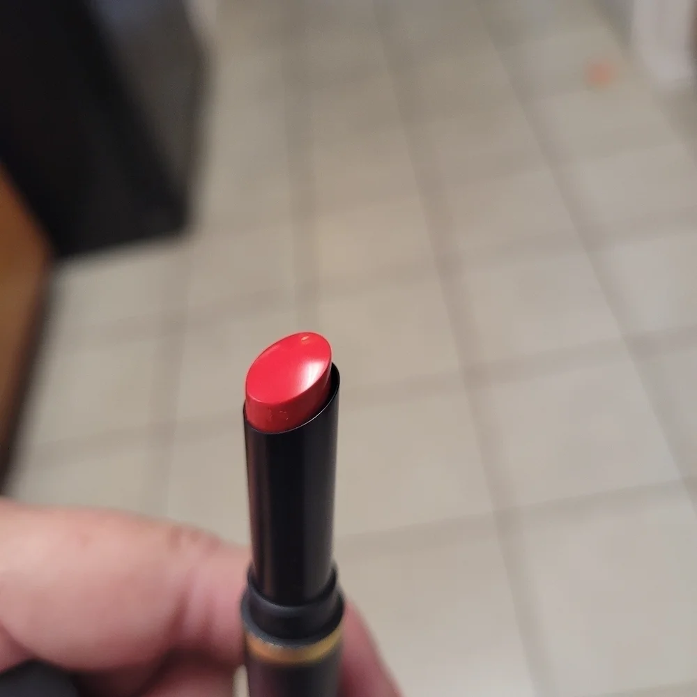 MAC Cosmetics Powder Kiss Velvet Blur Slim Lipstick 875 Devoted To Danger Red